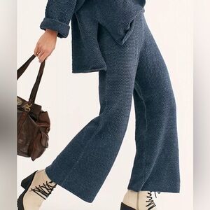Free People Beach Hailee waffle knit PANTS 
-Pants Only - XL- navy heather